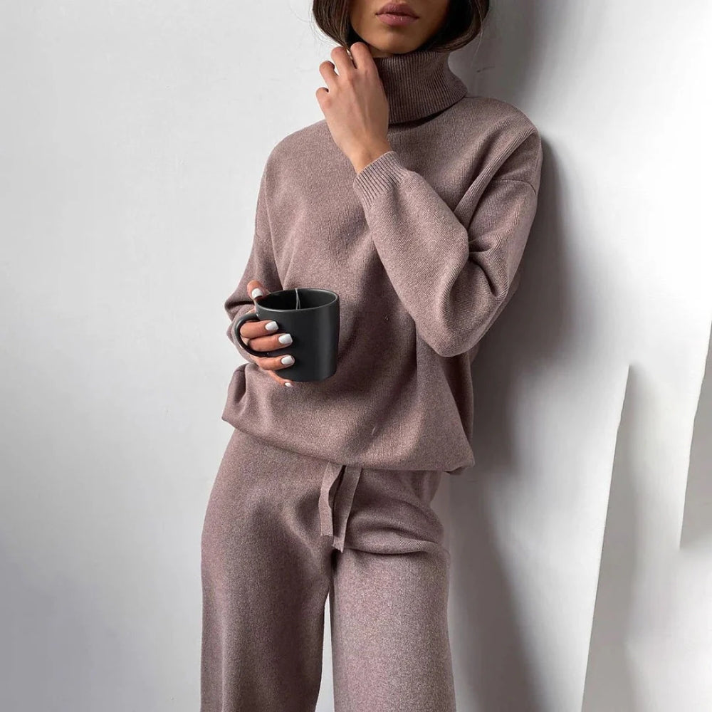 2-teiliger Trainingsanzug für Frauen - Entspannter Rollkragenpullover und Hose