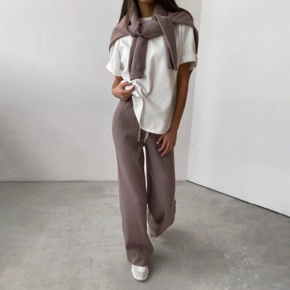 2-teiliger Trainingsanzug für Frauen - Entspannter Rollkragenpullover und Hose