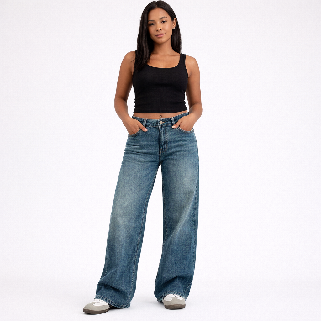 Low Waist Baggy Jeans für Damen – Trendiger Streetwear-Look im Y2K-Stil