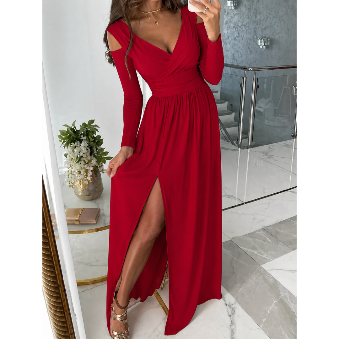 Abendkleid Damen festlich | Maxi lang mit Schlitz