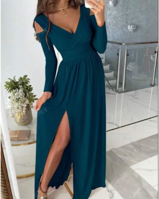 Abendkleid Damen festlich | Maxi lang mit Schlitz