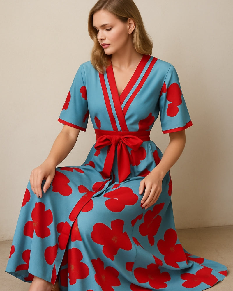 Abendkleid Damen – Lang mit Blumenmuster