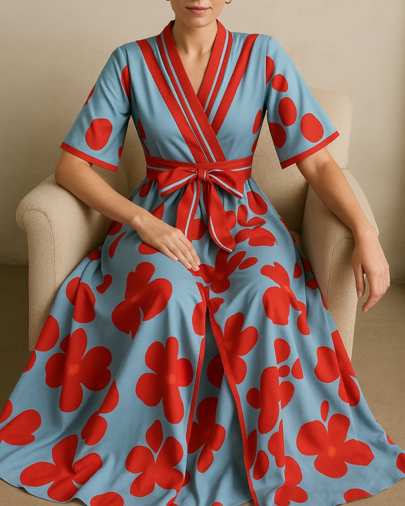 Abendkleid Damen – Lang mit Blumenmuster