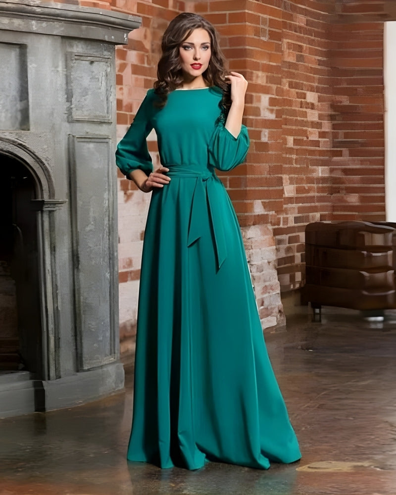 Abendkleid Damen Maxi mit langen Ärmeln | A-Linie