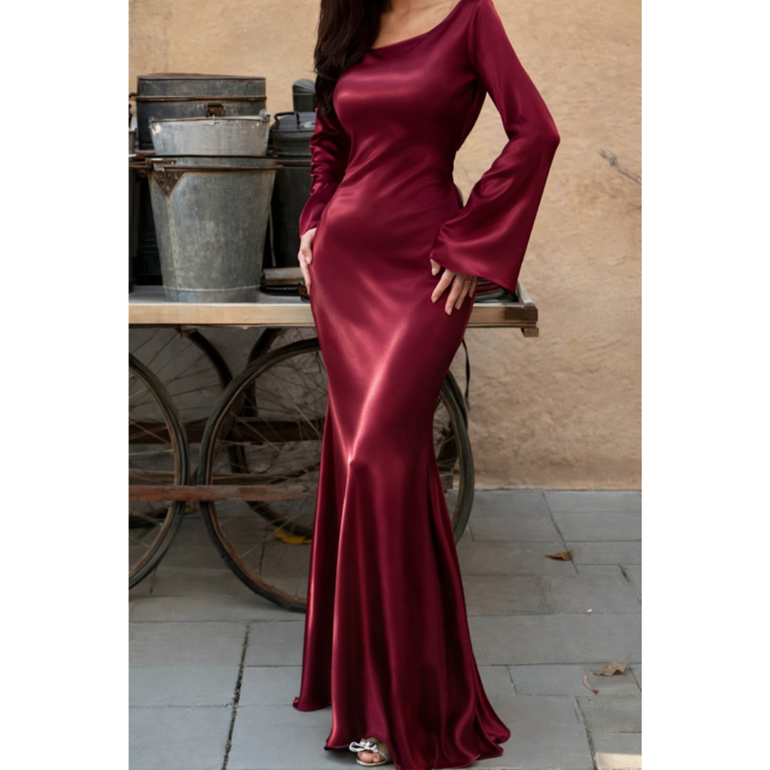 Abendkleid mit langen Ärmeln | Maxi