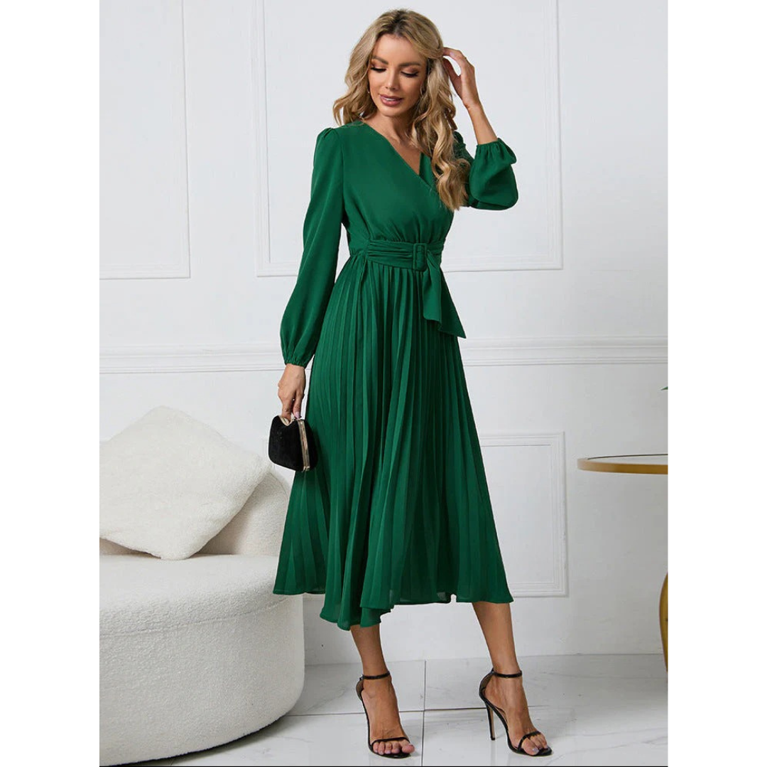 Alissa | Damen Midi Kleid Langarm für Hochzeitsgast