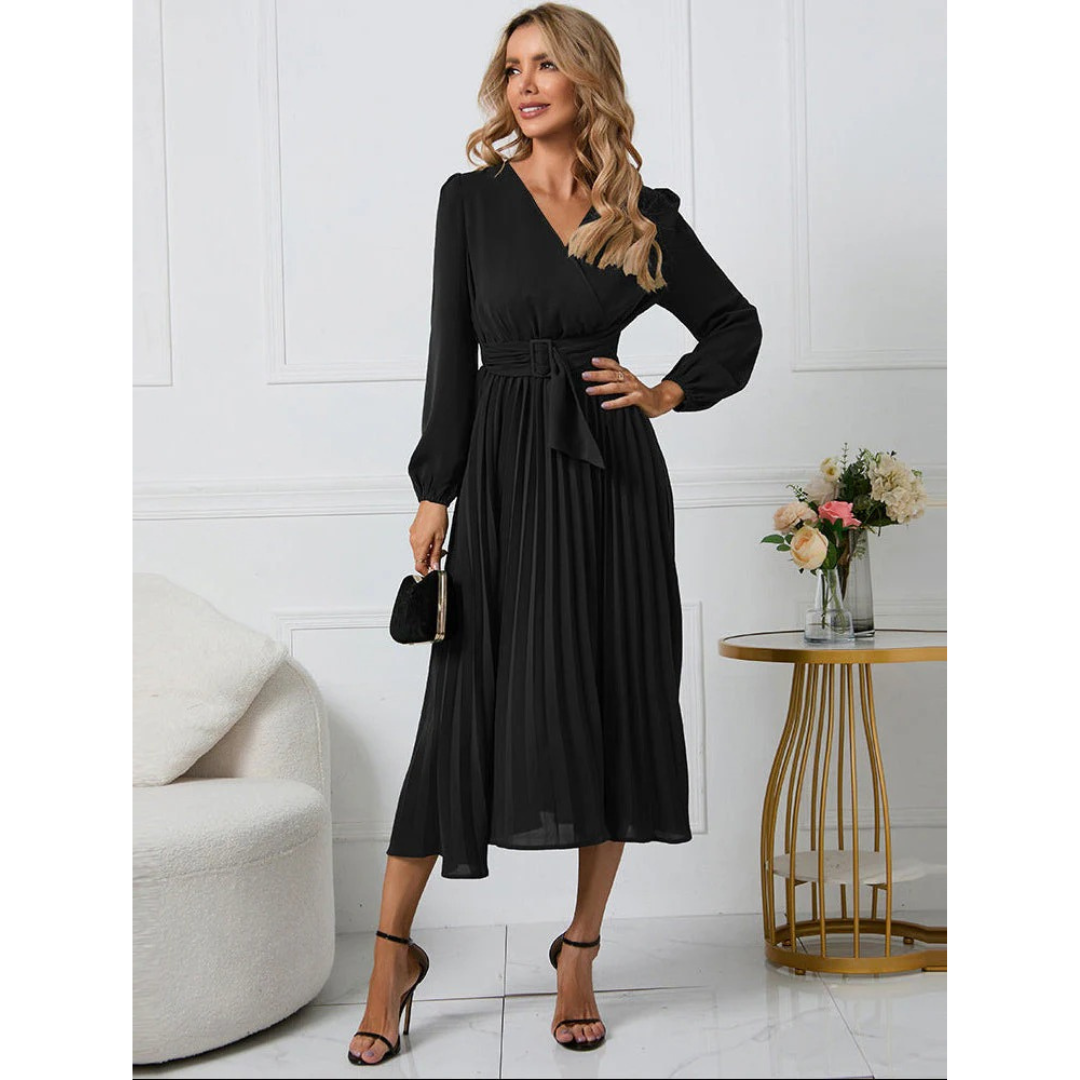 Alissa | Damen Midi Kleid Langarm für Hochzeitsgast