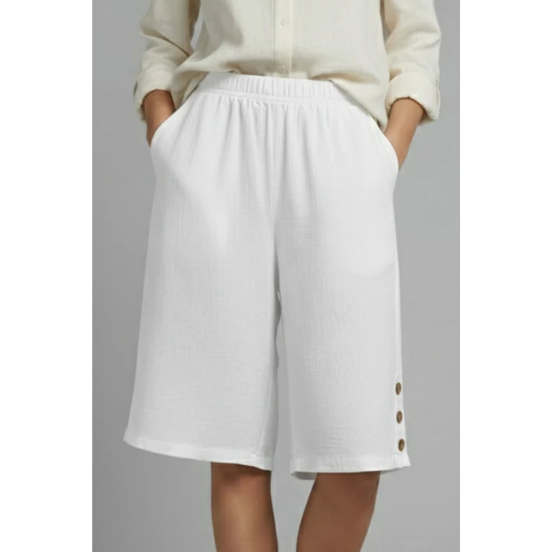 Amelie | Damen Shorts Mit Elastischem Bund Und Knöpfen Für Freizeit