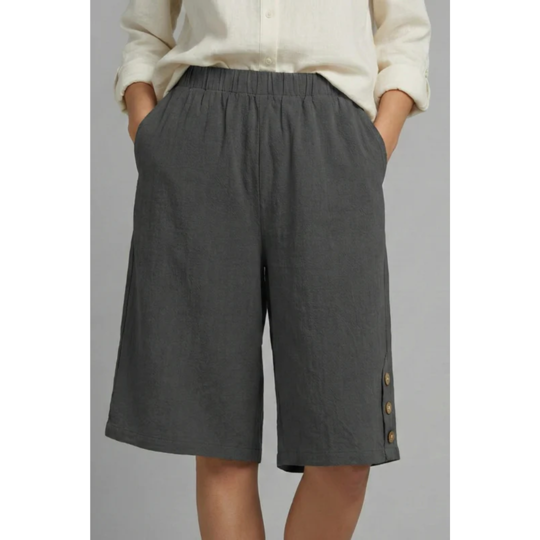 Amelie | Damen Shorts Mit Elastischem Bund Und Knöpfen Für Freizeit