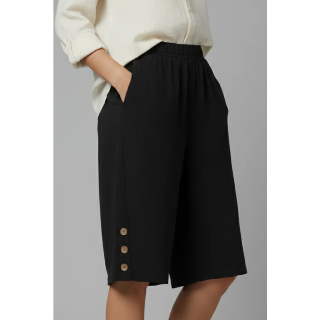 Amelie | Damen Shorts Mit Elastischem Bund Und Knöpfen Für Freizeit