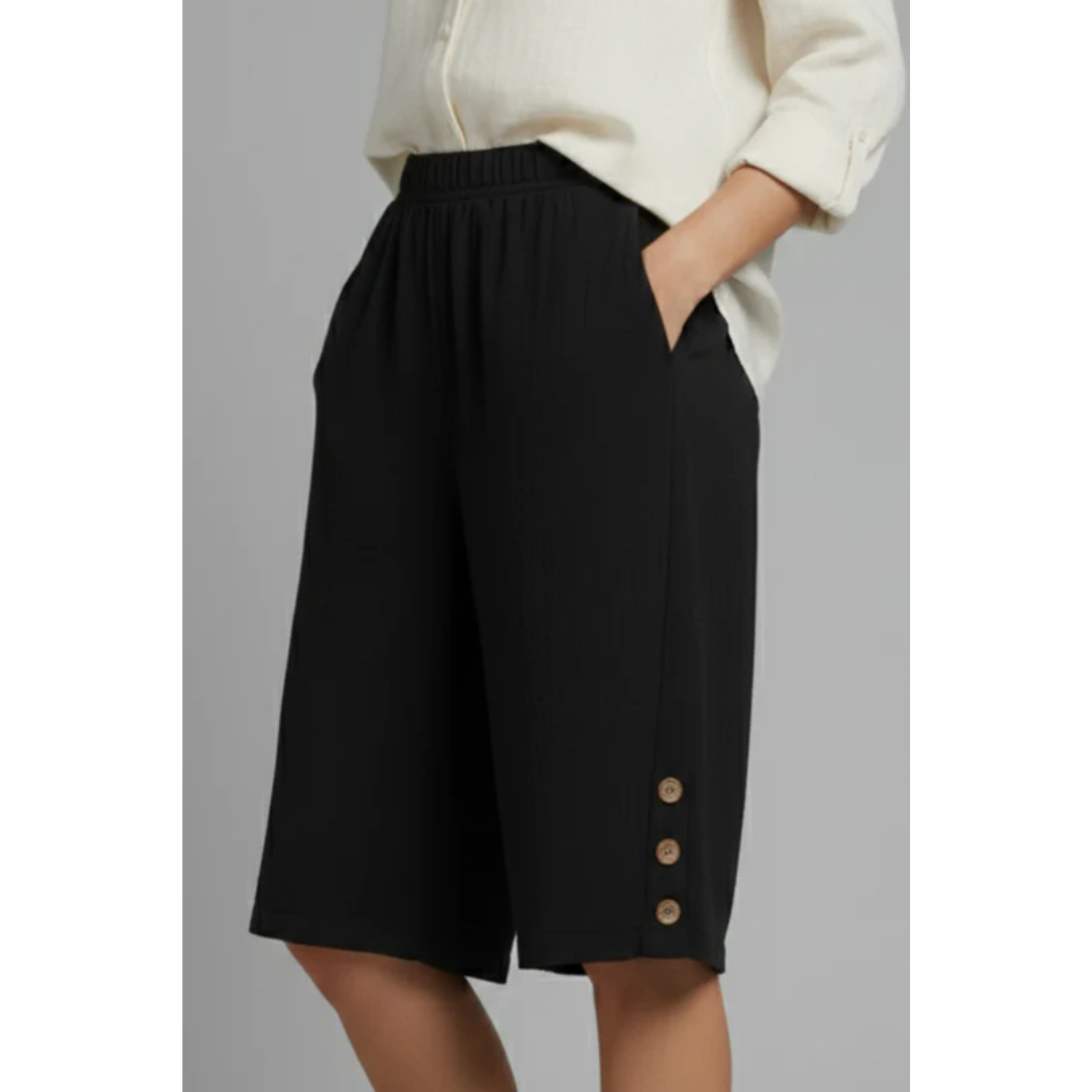 Amelie | Damen Shorts Mit Elastischem Bund Und Knöpfen Für Freizeit