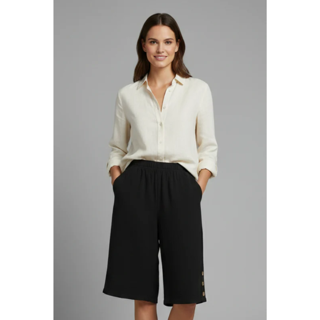 Amelie | Damen Shorts Mit Elastischem Bund Und Knöpfen Für Freizeit