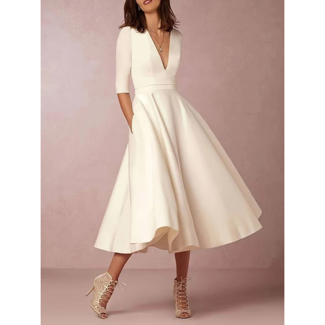 Anita | Damen Midi Kleid Für Festliche Anlässe Schlicht