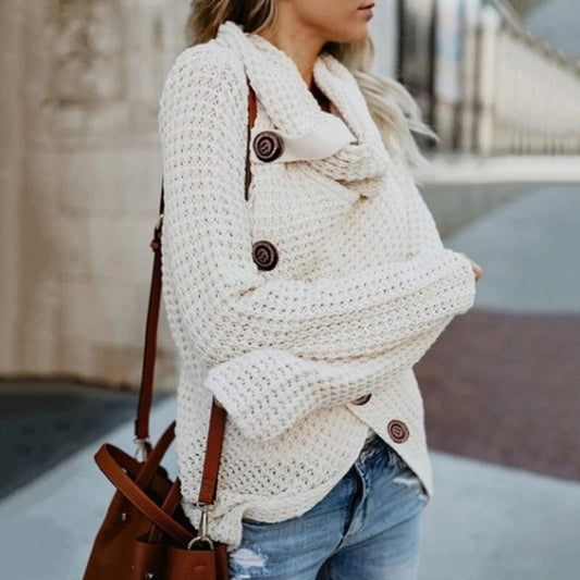 Asymmetrischer Rollkragenpullover - Überdimensionale Damenmode Pullover
