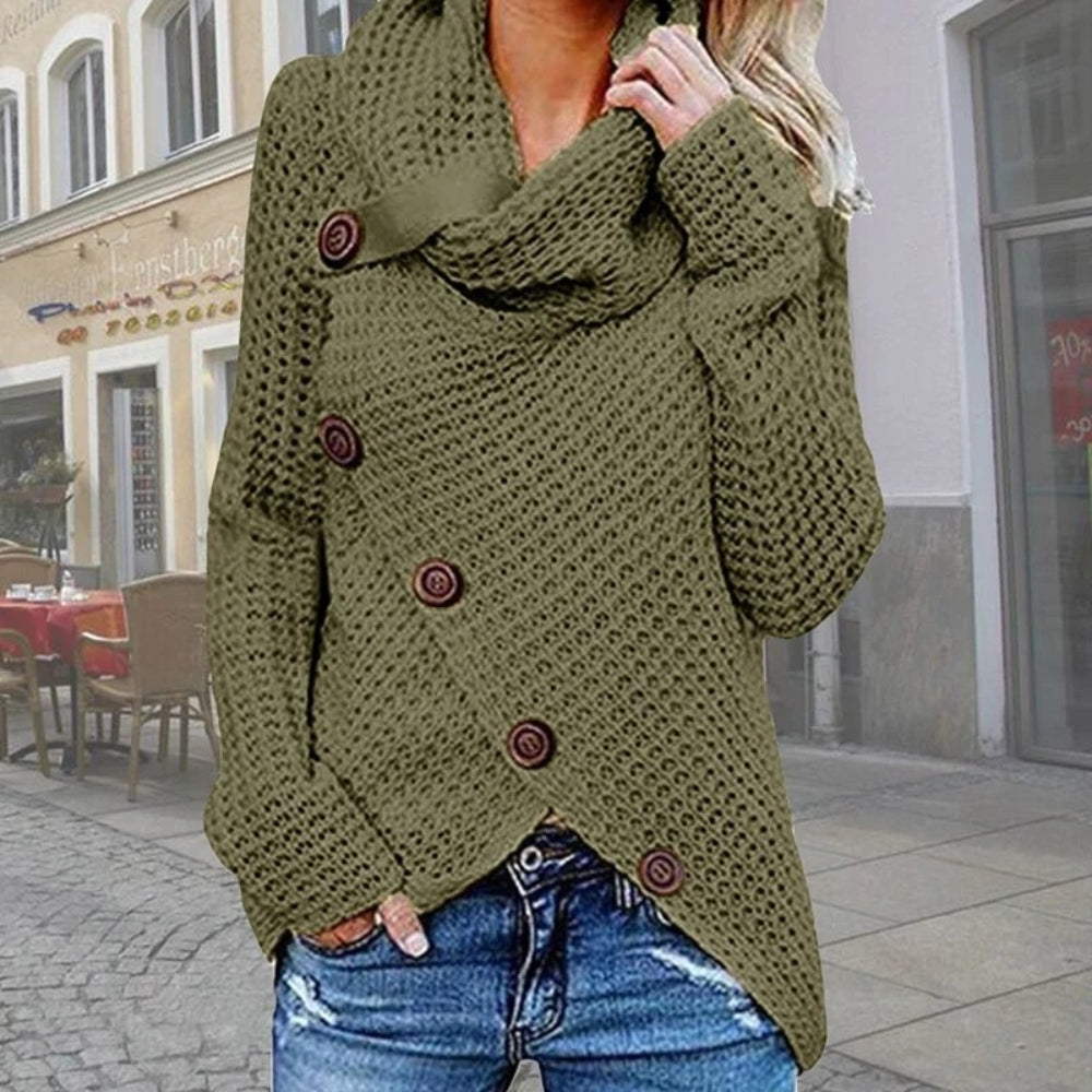 Asymmetrischer Rollkragenpullover - Überdimensionale Damenmode Pullover