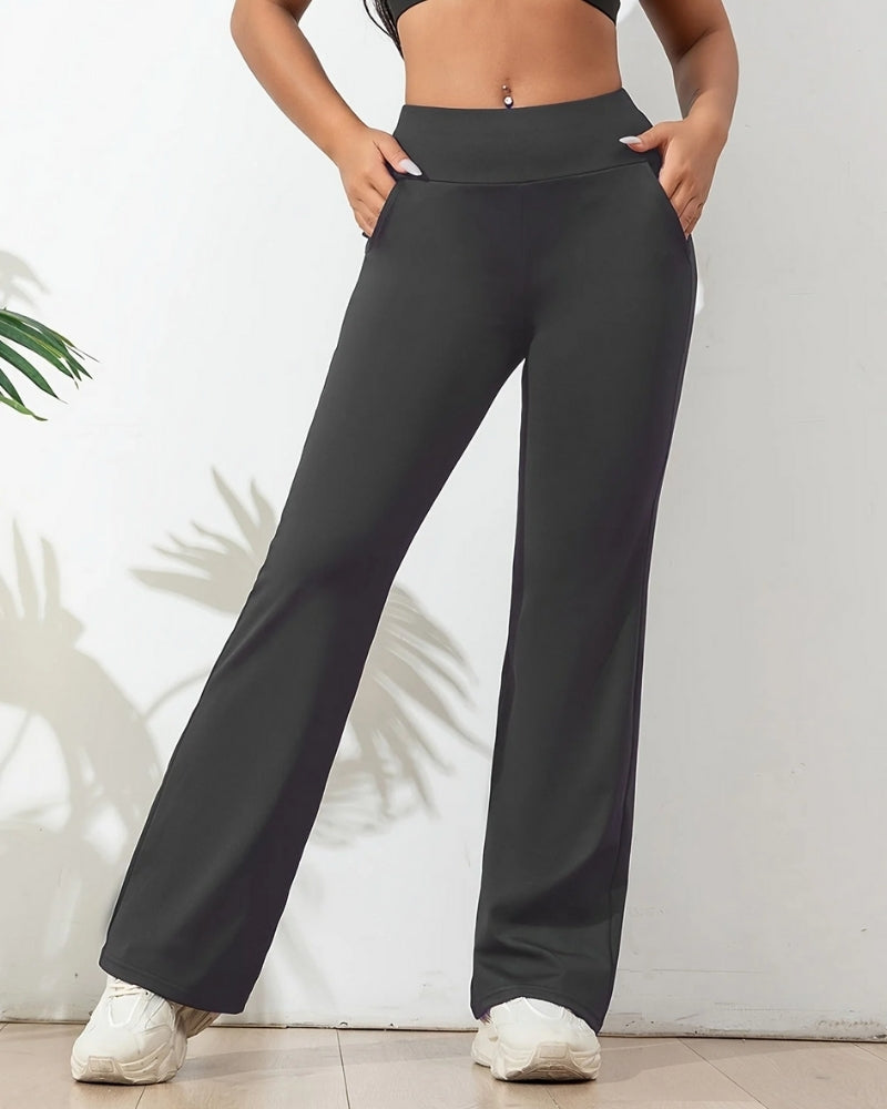 Ausgestellte Yogahosen – Unifarben mit elastischem Material für Damen