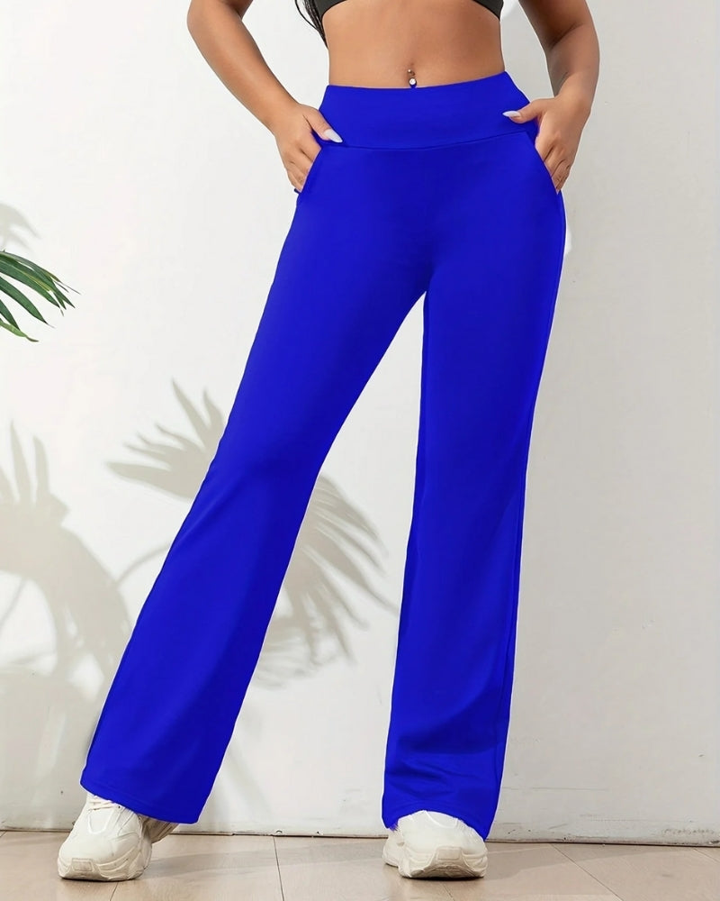 Ausgestellte Yogahosen – Unifarben mit elastischem Material für Damen