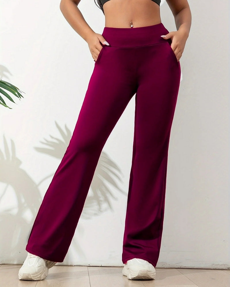 Ausgestellte Yogahosen – Unifarben mit elastischem Material für Damen