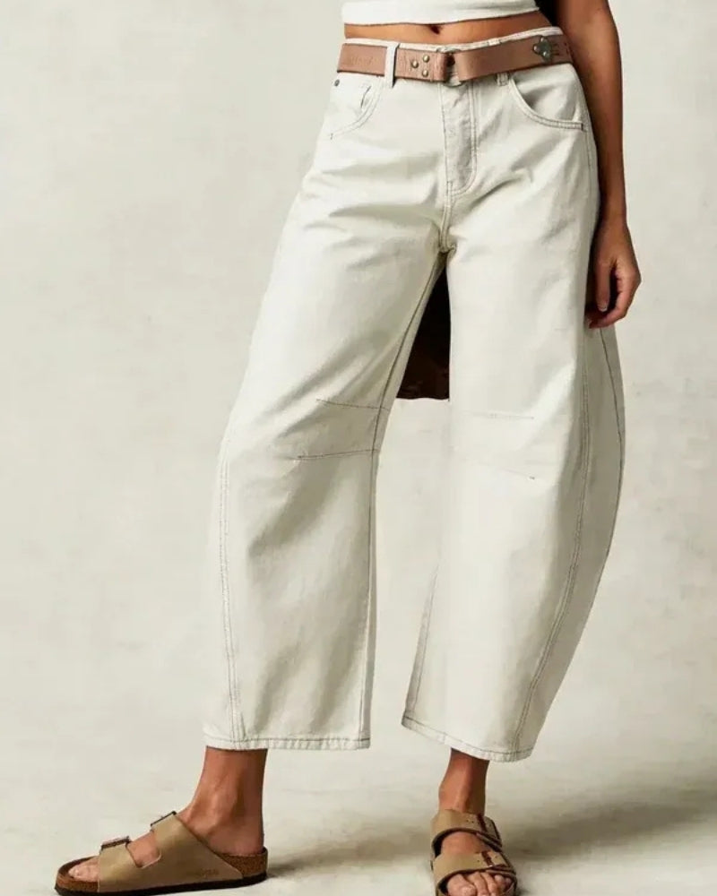 Baggy Jeans Damen – Weite Barrel Jeans mit Animal Print und hoher Taille für den Winter