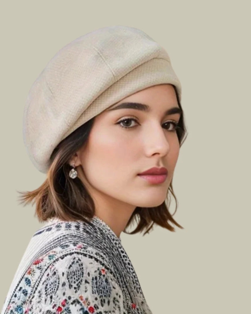 Baskenmütze für Damen – Klassische Mütze mit rundem Kopf und glatter Oberfläche