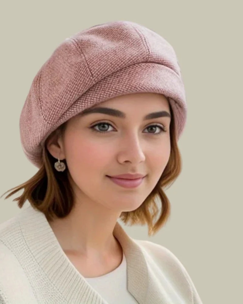 Baskenmütze für Damen – Klassische Mütze mit rundem Kopf und glatter Oberfläche