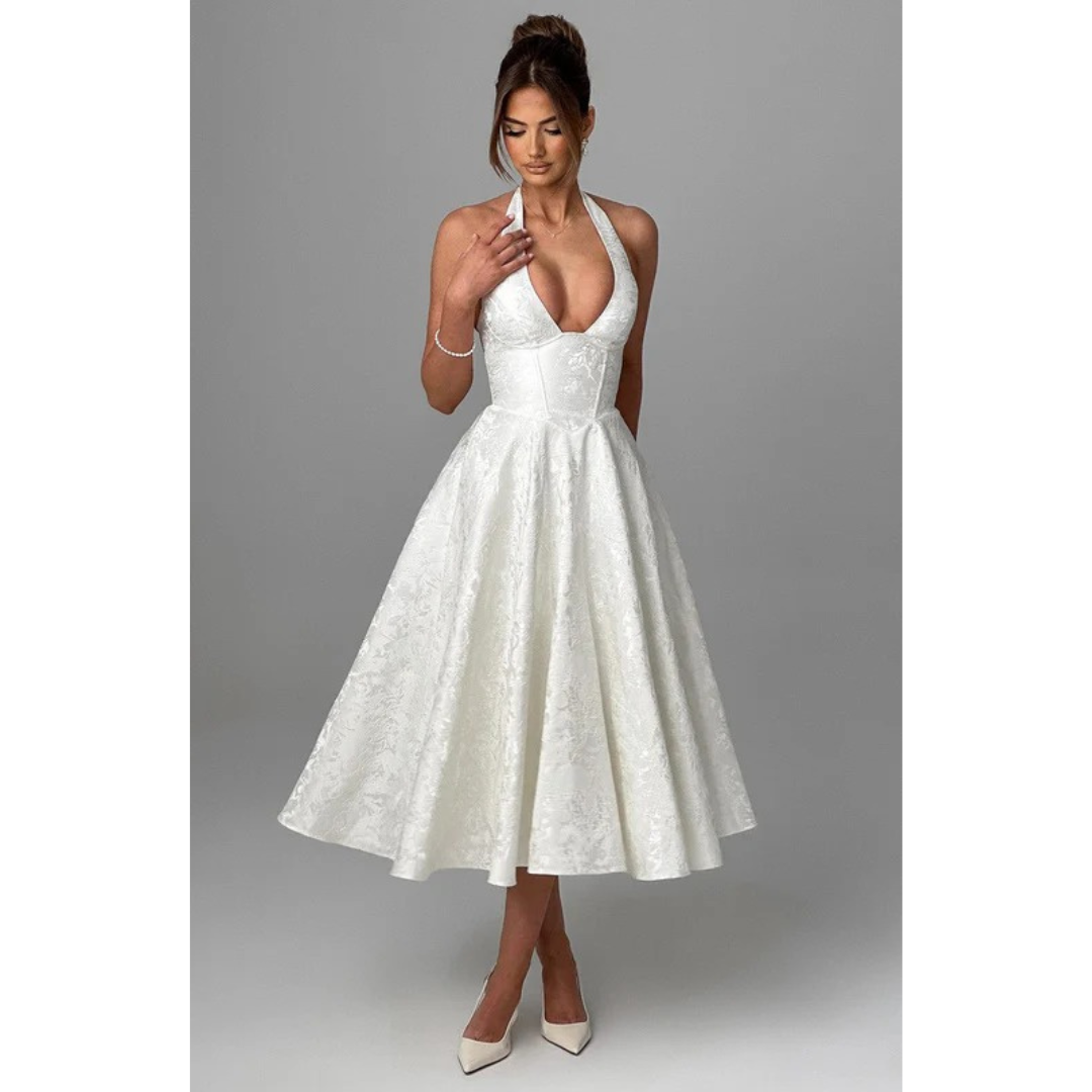 Beate | Damen Midi Kleid Mit Neckholder Für Hochzeit