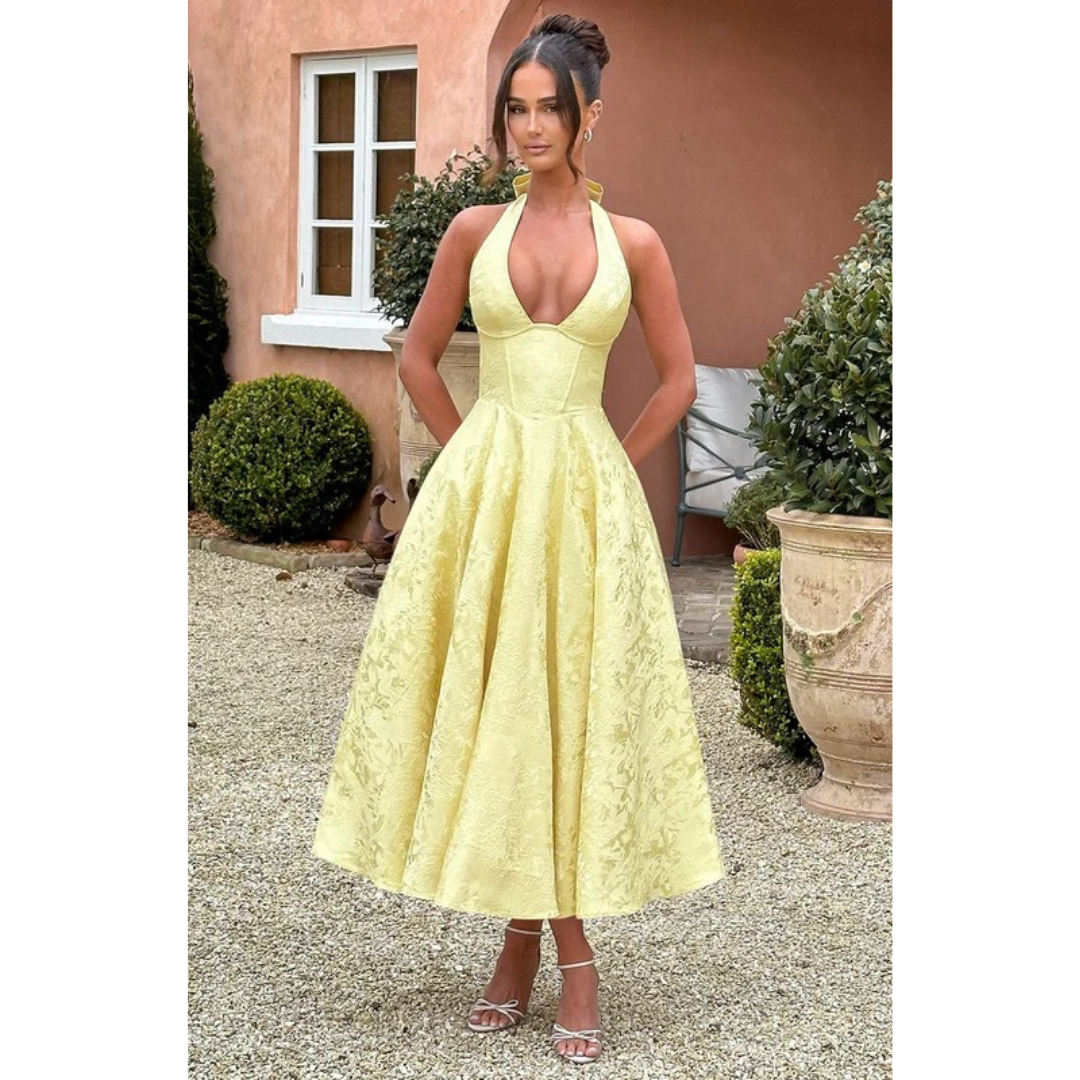 Beate | Damen Midi Kleid Mit Neckholder Für Hochzeit