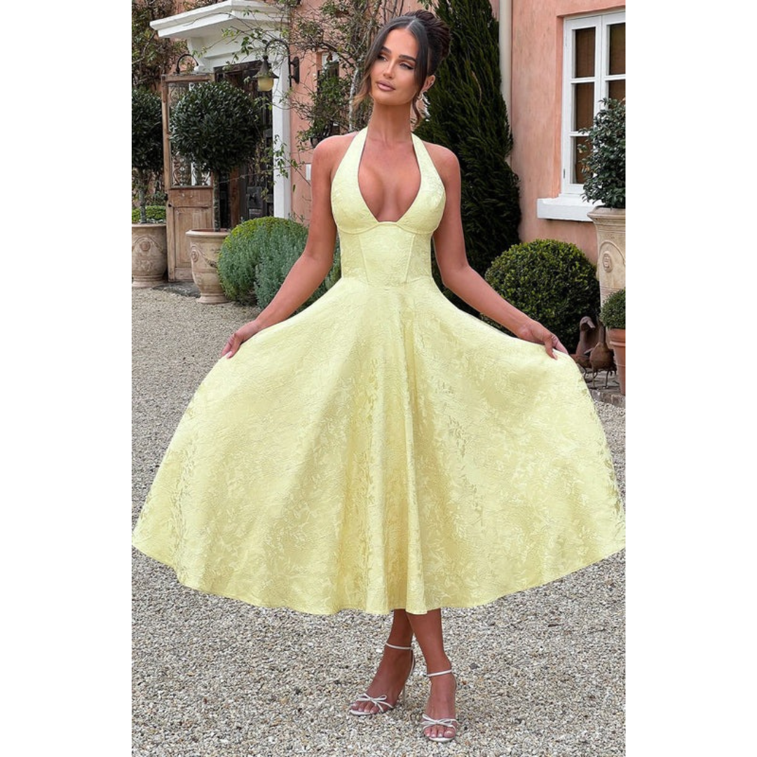 Beate | Damen Midi Kleid Mit Neckholder Für Hochzeit