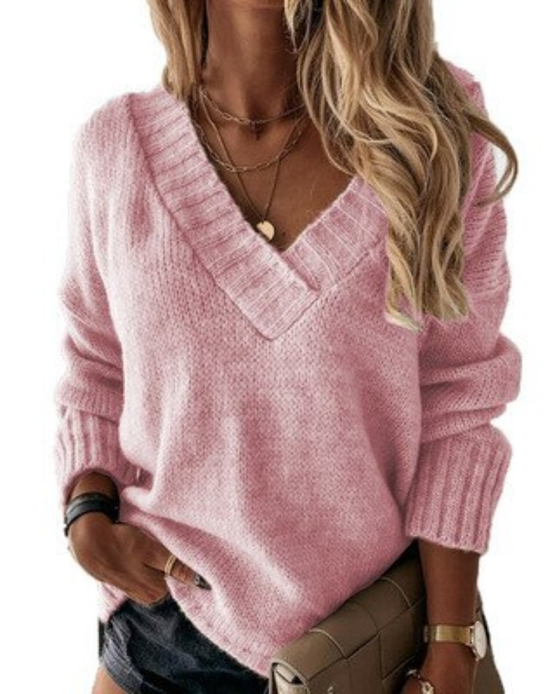 Bequemer Pullover für Frauen – Übergroßer Schnitt mit elegantem V-Ausschnitt