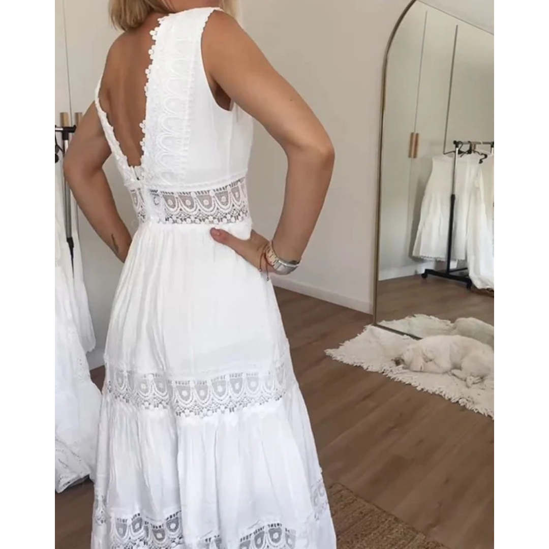 Biancay | Damen Modernes Midikleid V-Ausschnitt