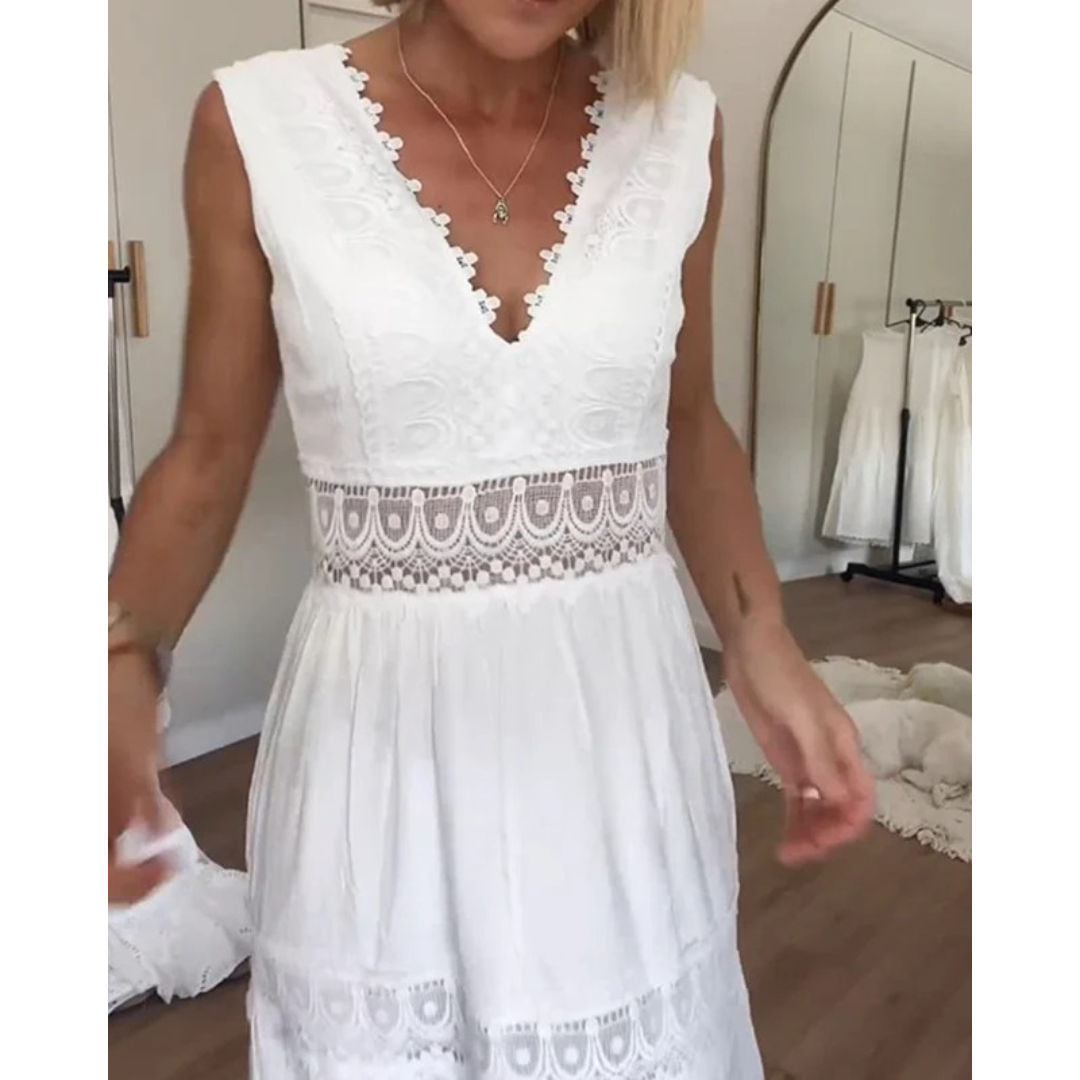 Biancay | Damen Modernes Midikleid V-Ausschnitt