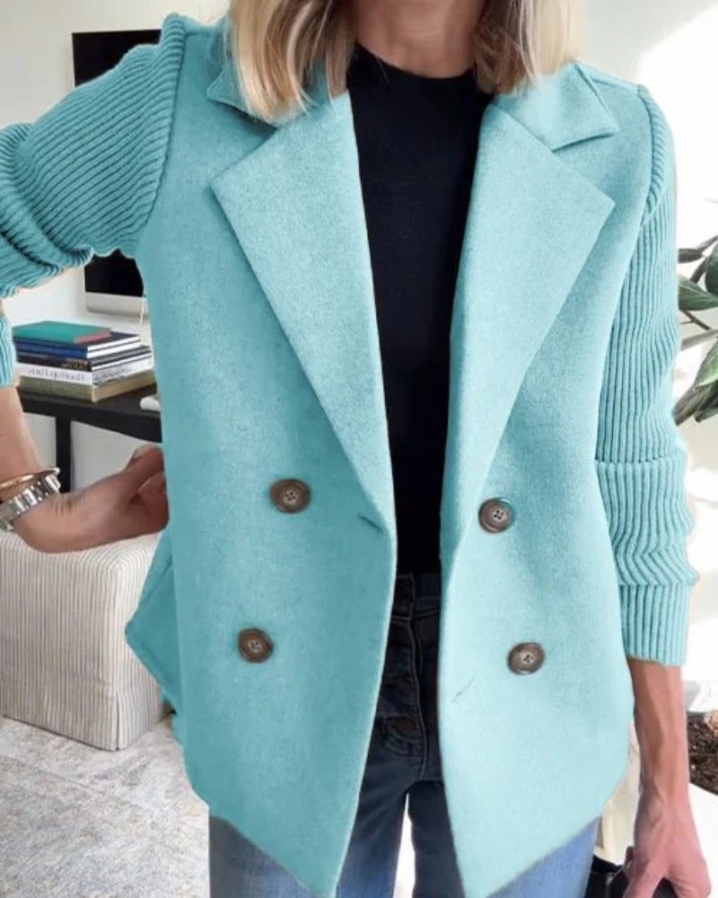 Blazer Damen – Doppelreihig mit Strickärmeln