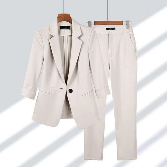 Blazer- und Hosen Set für Damen – Zweiteiliges Outfit mit Ein-Knopf-Blazer