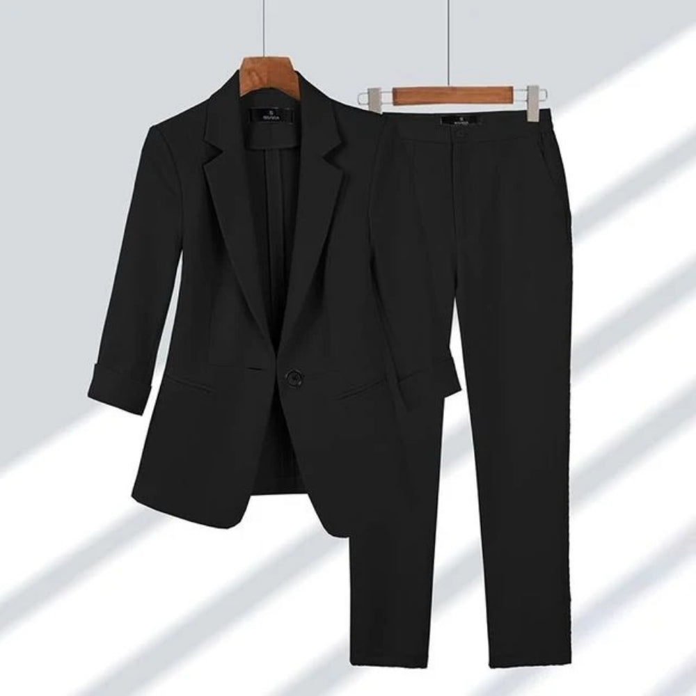 Blazer- und Hosen Set für Damen – Zweiteiliges Outfit mit Ein-Knopf-Blazer