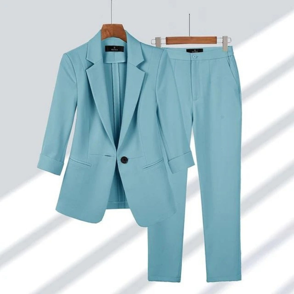 Blazer- und Hosen Set für Damen – Zweiteiliges Outfit mit Ein-Knopf-Blazer