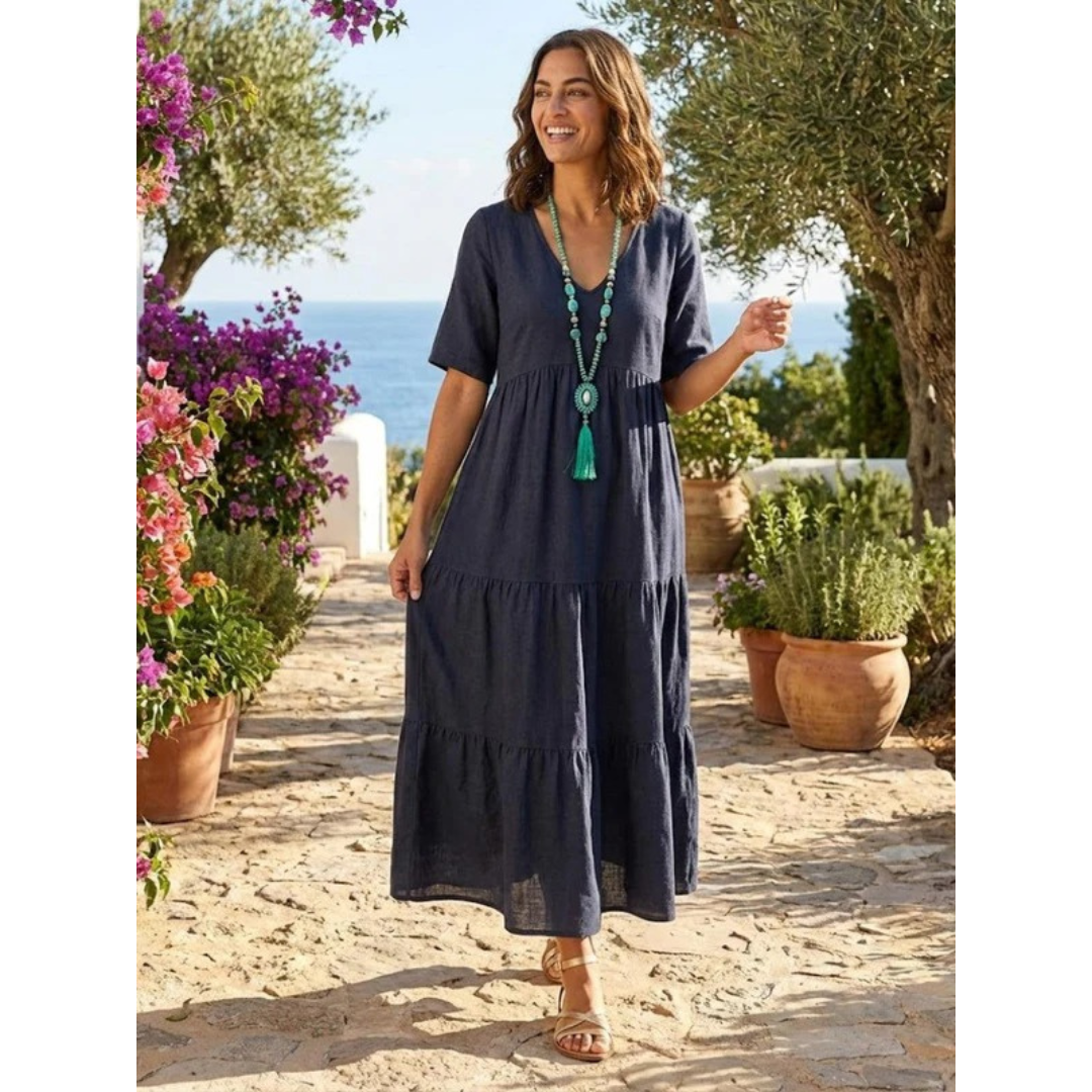 Brooklyn | Damen Leichtes Boho Sommerkleid Maxi Stufen