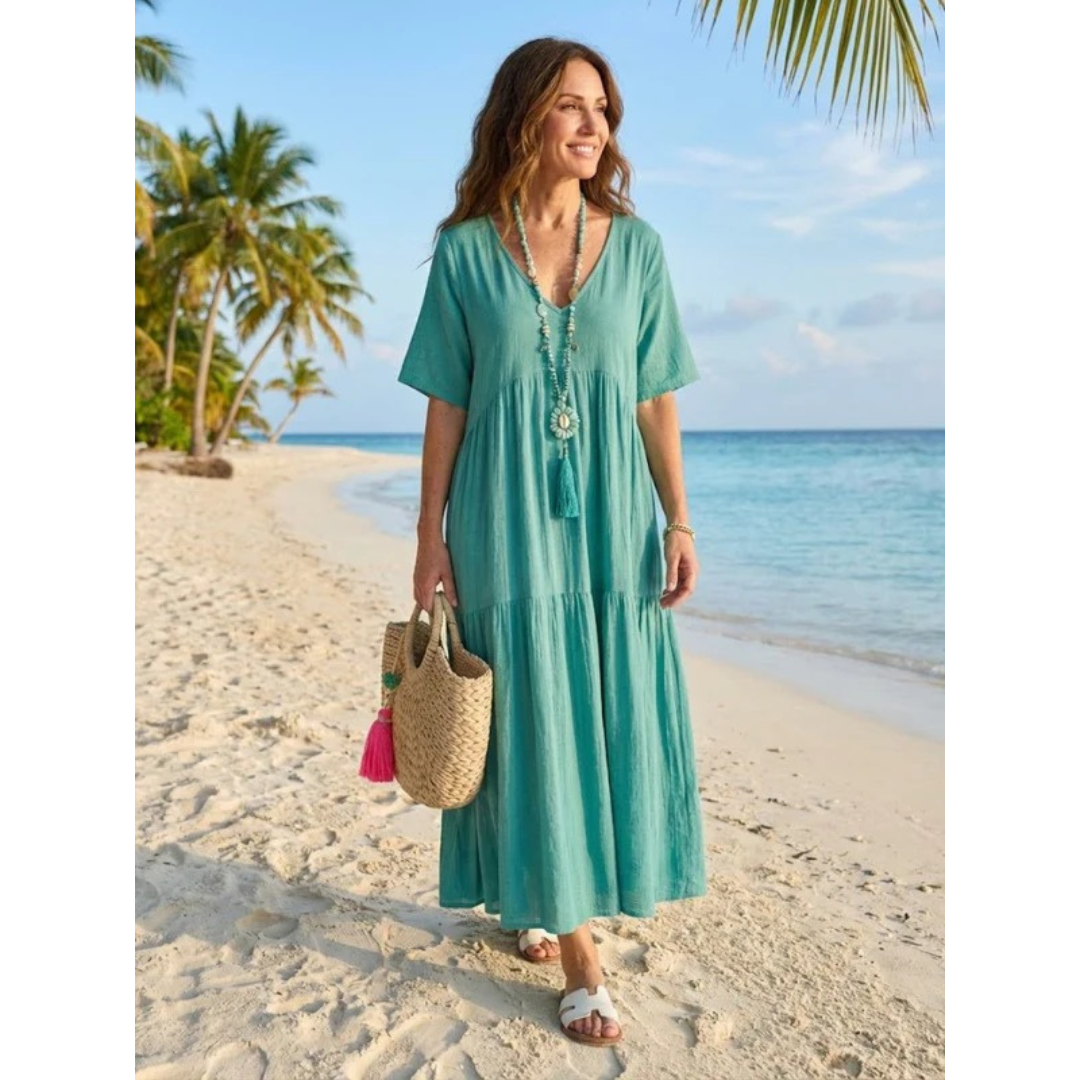 Brooklyn | Damen Leichtes Boho Sommerkleid Maxi Stufen