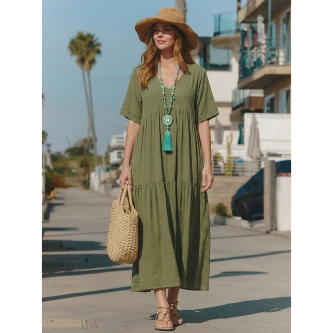 Brooklyn | Damen Leichtes Boho Sommerkleid Maxi Stufen