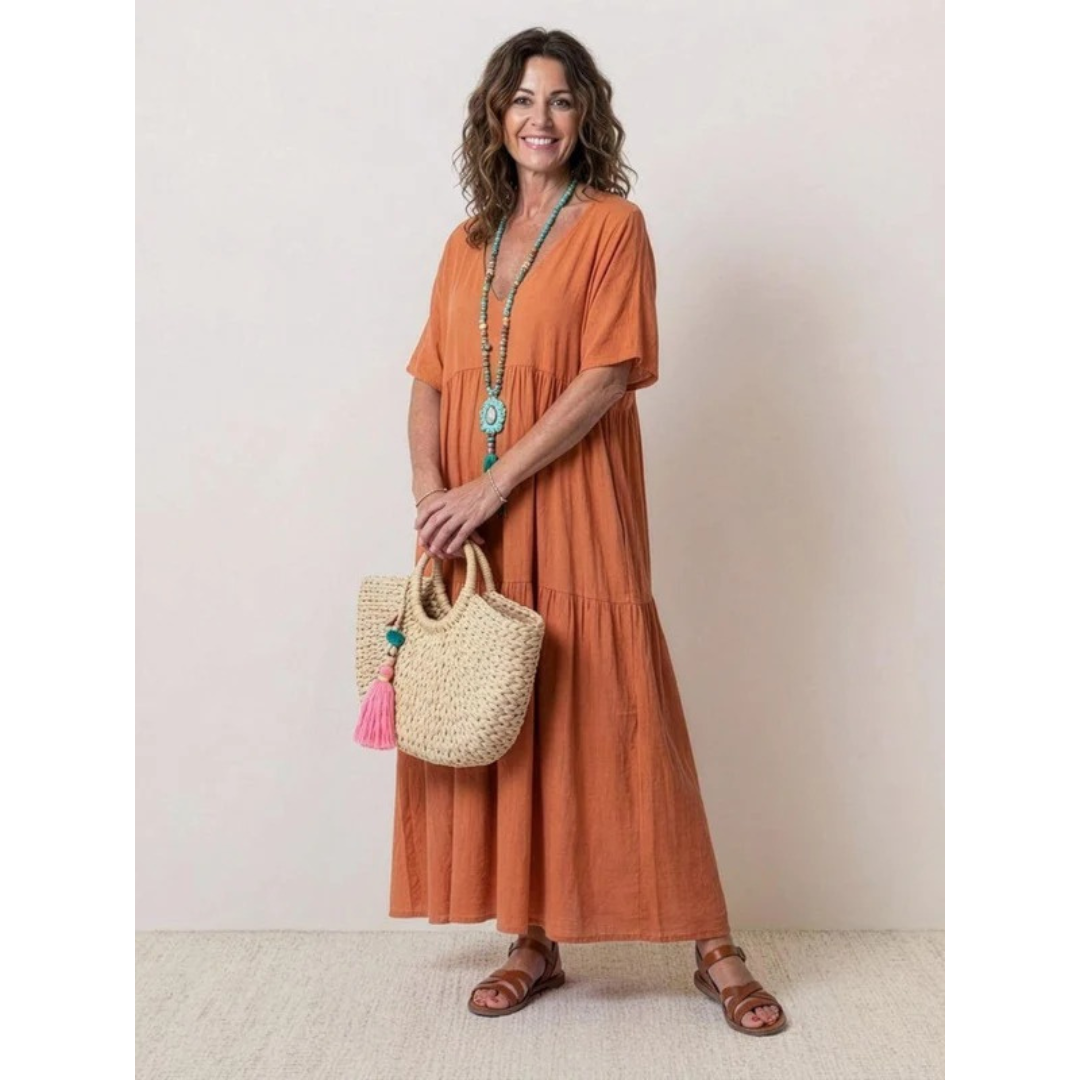 Brooklyn | Damen Leichtes Boho Sommerkleid Maxi Stufen