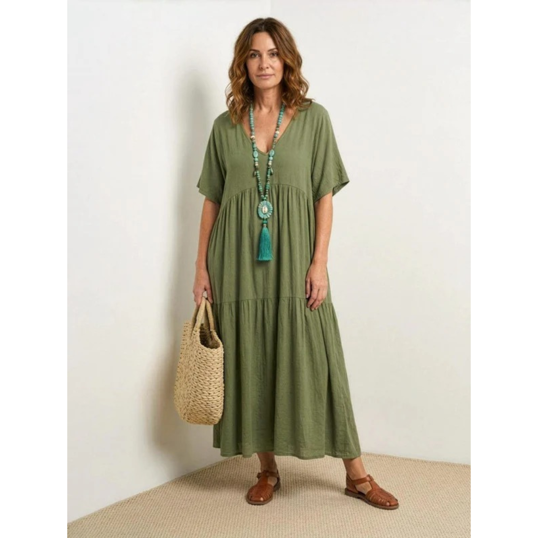 Brooklyn | Damen Leichtes Boho Sommerkleid Maxi Stufen