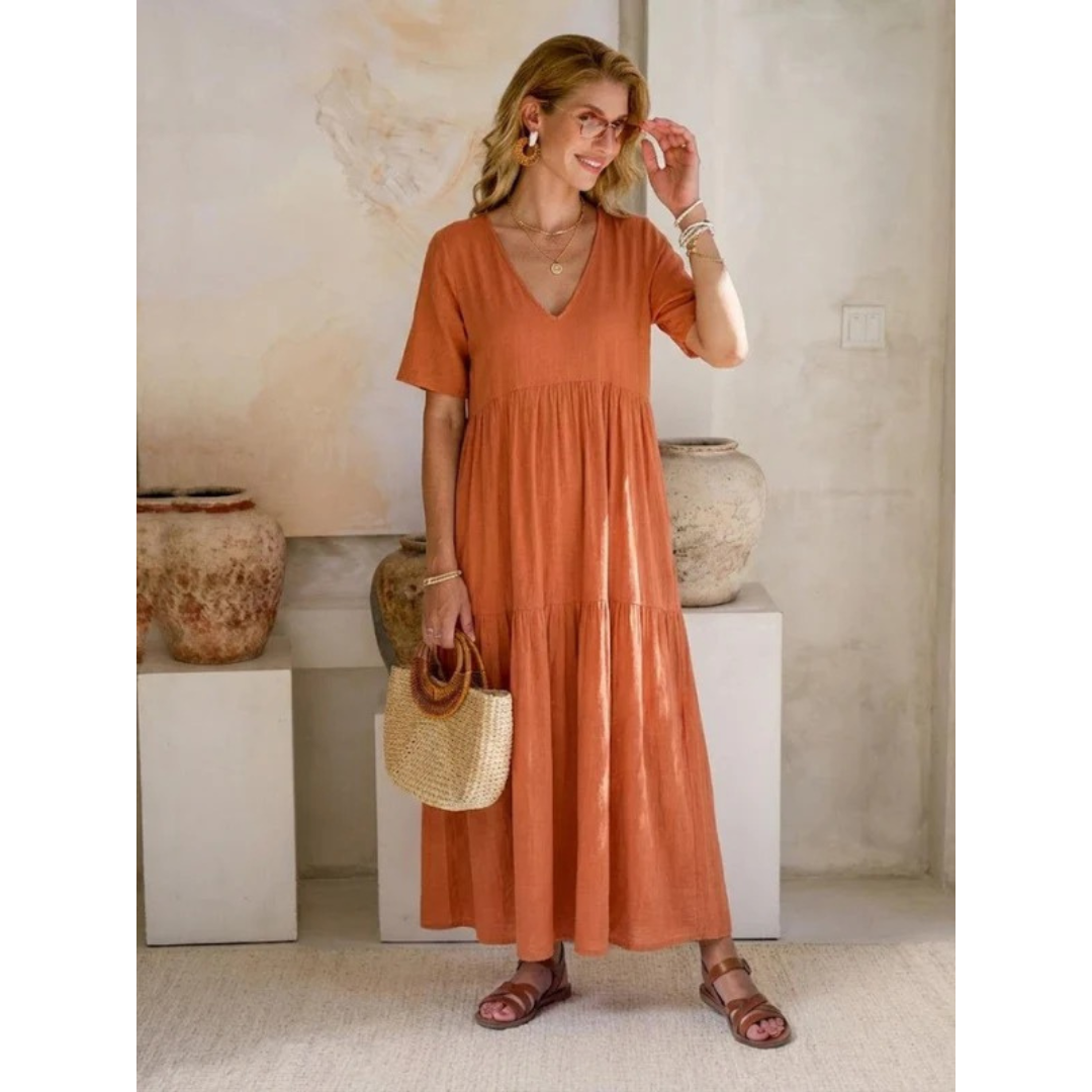 Brooklyn | Damen Leichtes Boho Sommerkleid Maxi Stufen