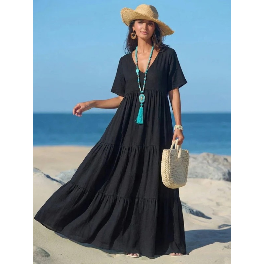 Brooklyn | Damen Leichtes Boho Sommerkleid Maxi Stufen