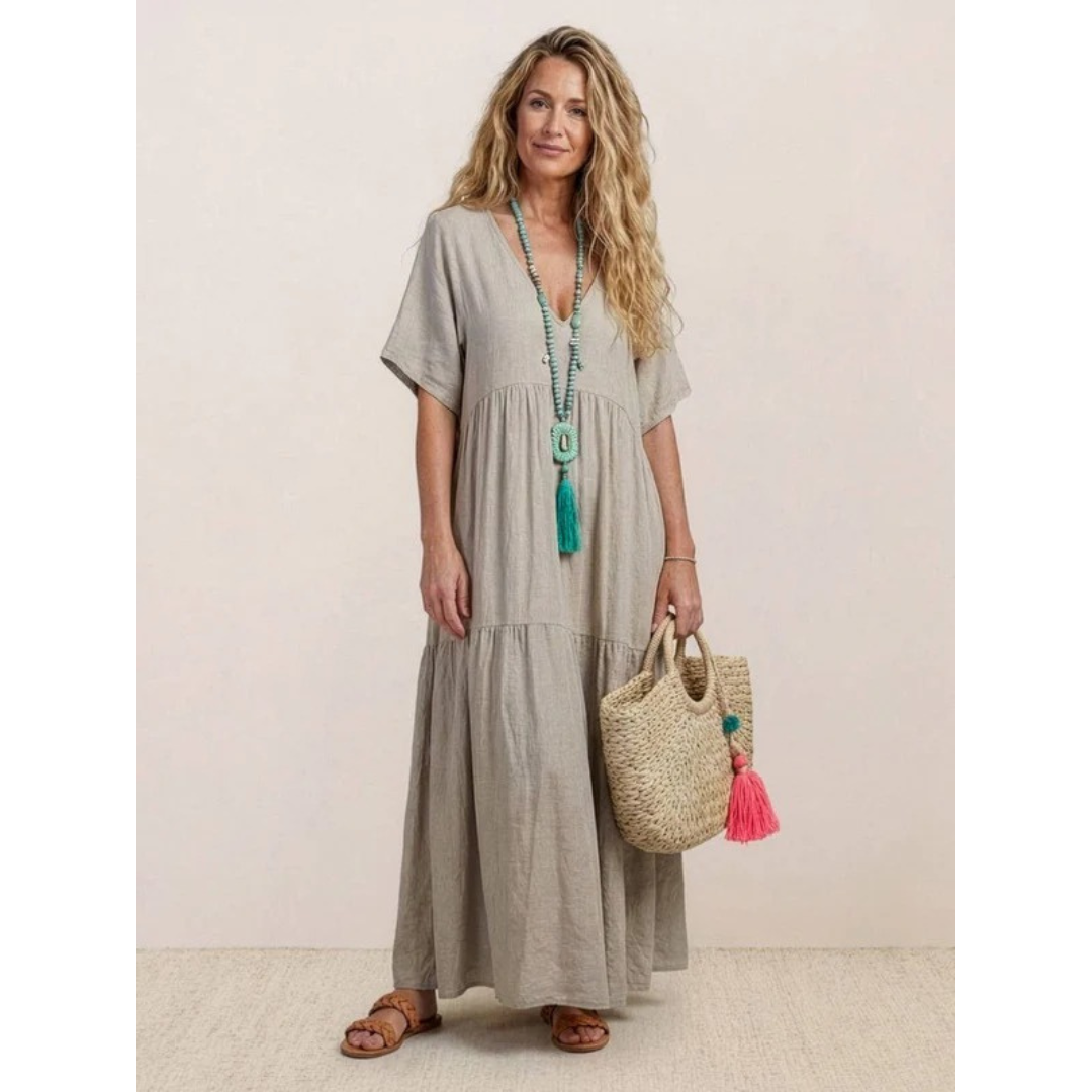 Brooklyn | Damen Leichtes Boho Sommerkleid Maxi Stufen