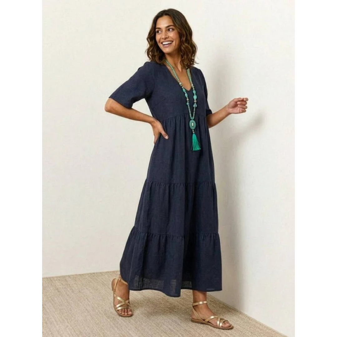 Brooklyn | Damen Leichtes Boho Sommerkleid Maxi Stufen
