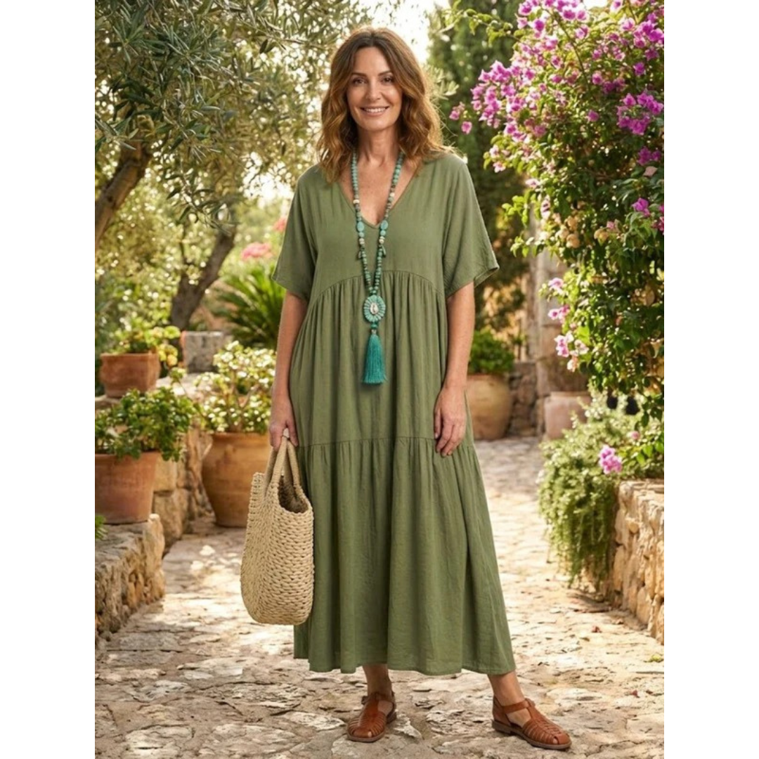 Brooklyn | Damen Leichtes Boho Sommerkleid Maxi Stufen