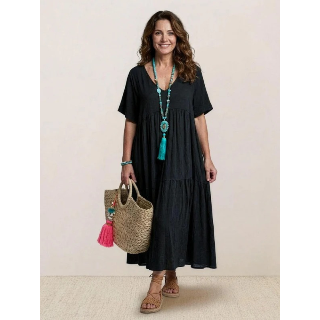 Brooklyn | Damen Leichtes Boho Sommerkleid Maxi Stufen