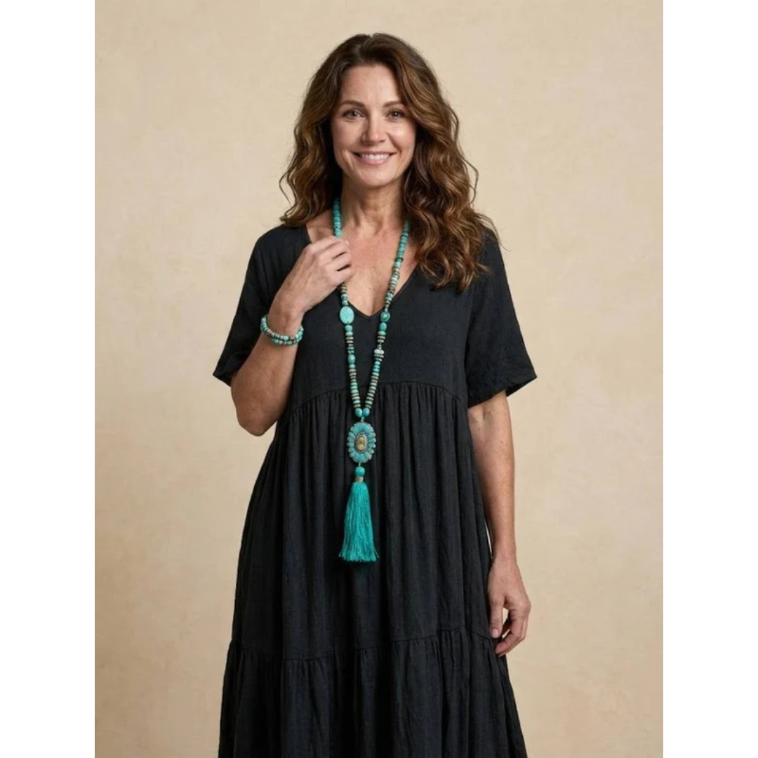 Brooklyn | Damen Leichtes Boho Sommerkleid Maxi Stufen