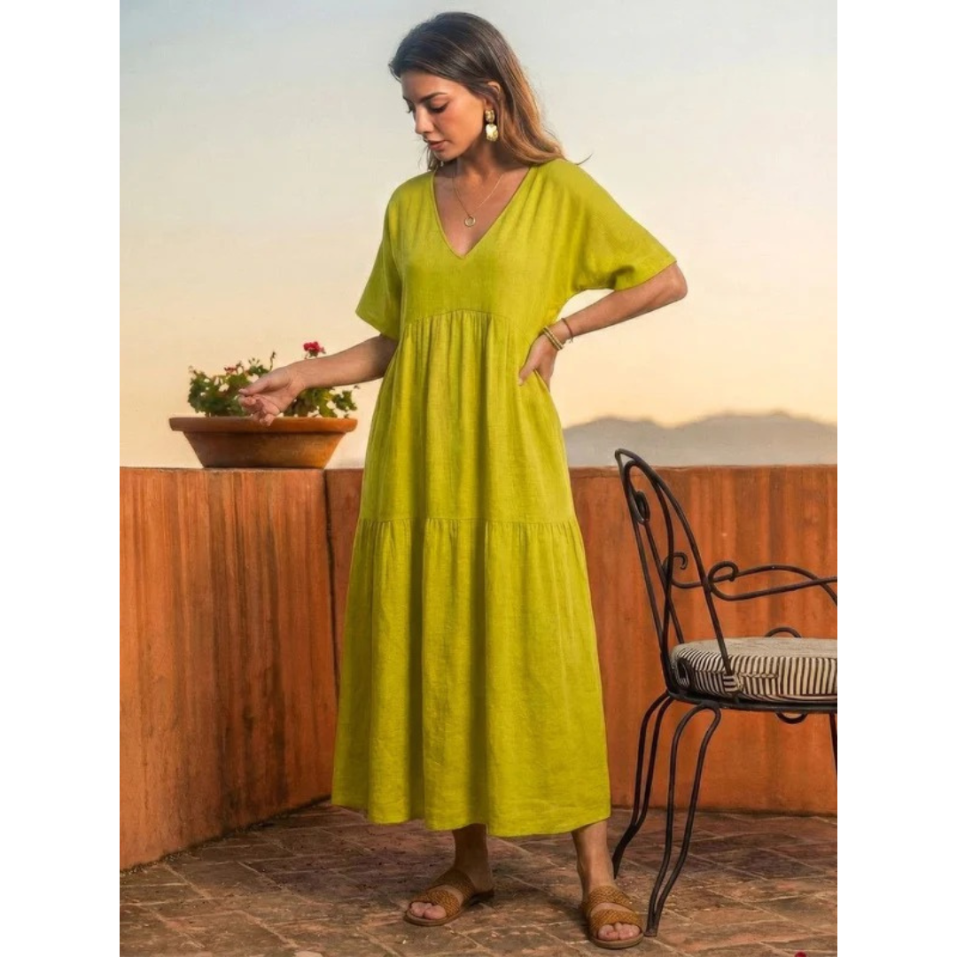Brooklyn | Damen Leichtes Boho Sommerkleid Maxi Stufen