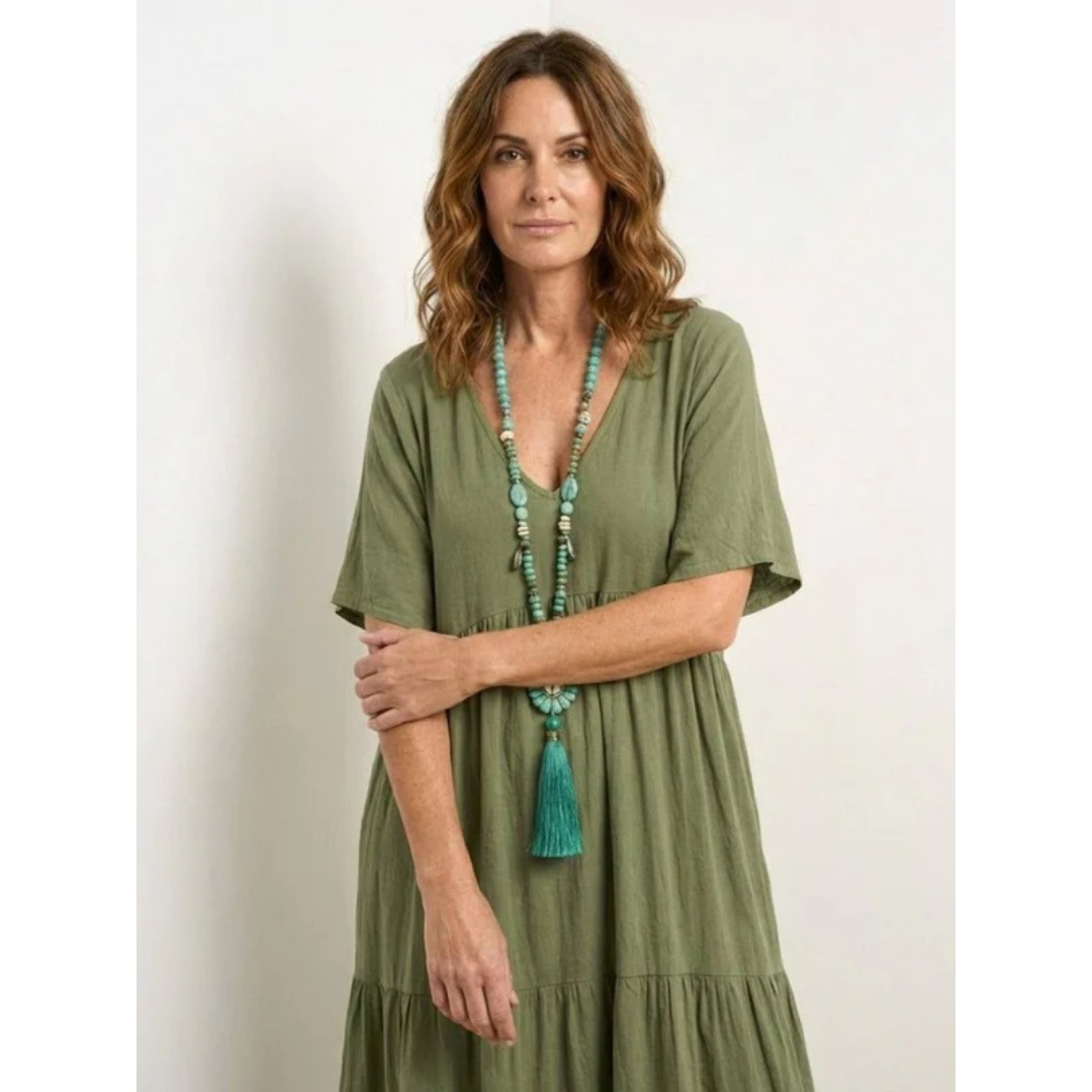 Brooklyn | Damen Leichtes Boho Sommerkleid Maxi Stufen