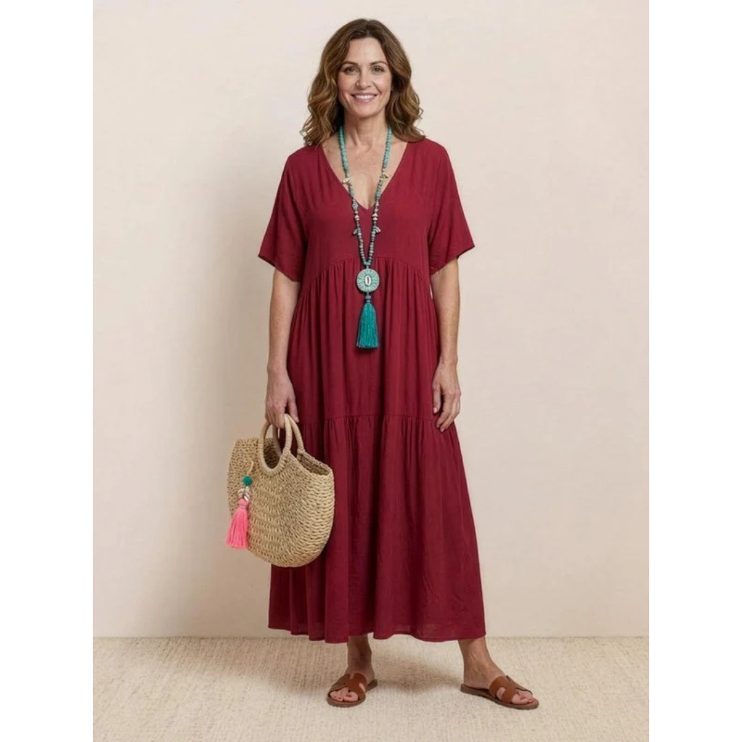 Brooklyn | Damen Leichtes Boho Sommerkleid Maxi Stufen